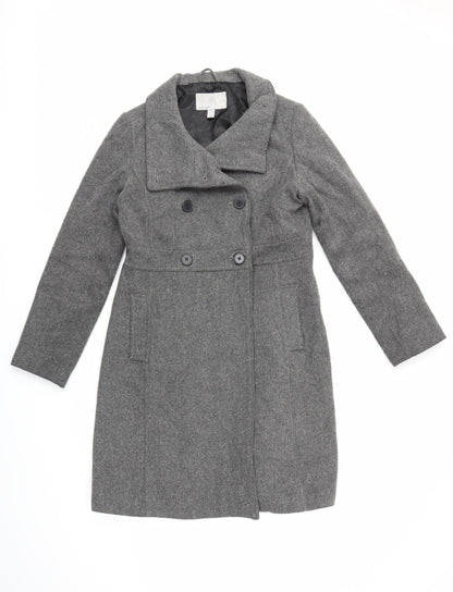 Front view of Old Navy women’s grey trench coat coat, size M