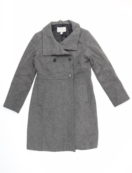 Front view of Old Navy women’s grey trench coat coat, size M