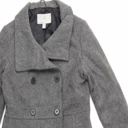 Close-up detail of Old Navy women’s grey trench coat coat, size M