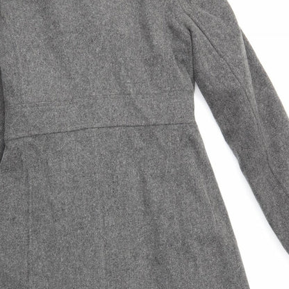 Brand and care label for Old Navy women’s grey trench coat coat, size M