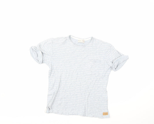 Zara Boys Blue Striped  Basic T-Shirt Size 11 Years