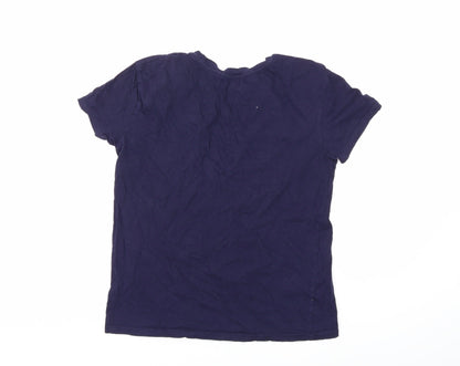 Back view of Bershka women’s blue basic t-shirt, size M