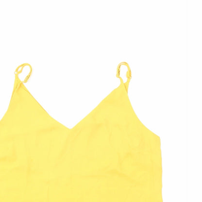 Close-up detail of Primark women’s yellow basic tank, size UK 10
