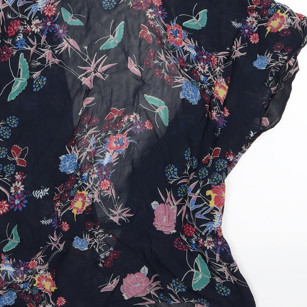 Atmosphere Womens Blue Floral  Basic Blouse Size 8