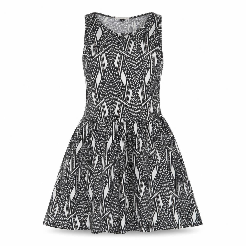 River Island Womens Grey Striped Jersey Skater Dress  Size 10