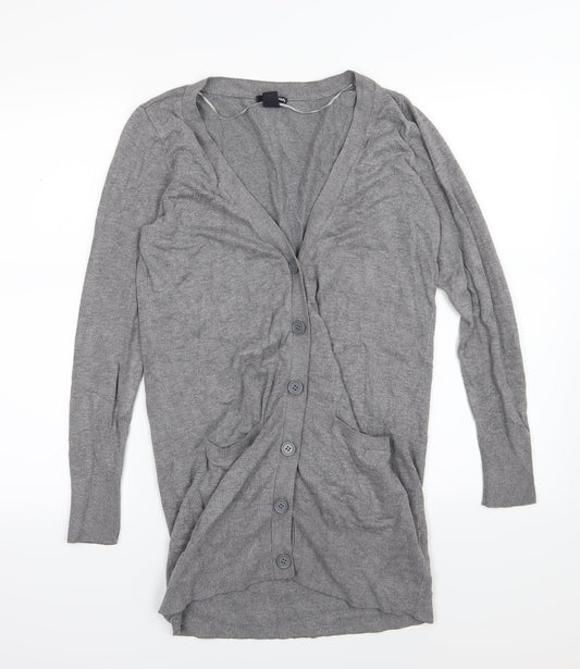 H&M Womens Grey  Knit Cardigan Jumper Size S