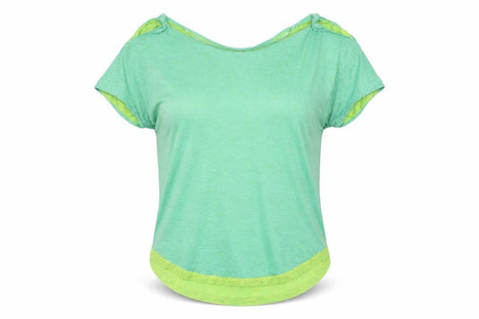 Front view of Zara women’s green basic t-shirt, size S