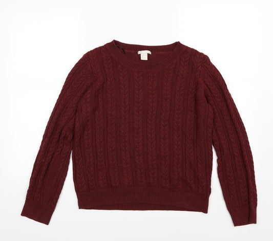H&M Womens Red  Knit Pullover Jumper Size M