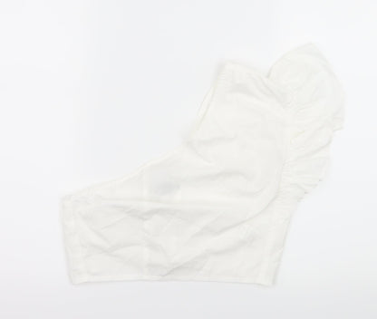 Additional front view of PRETTYLITTLETHING women’s white basic blouse, size UK 10