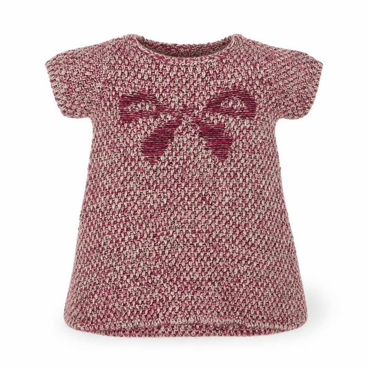 Front view of Zara girls’ pink geometric knit jumper dress, size 6-9, months - bow