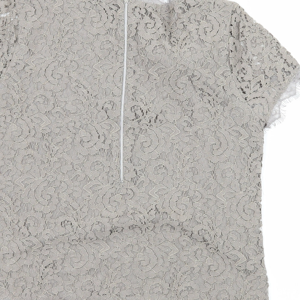 Basler Womens Brown  Lace Basic Blouse Size 8