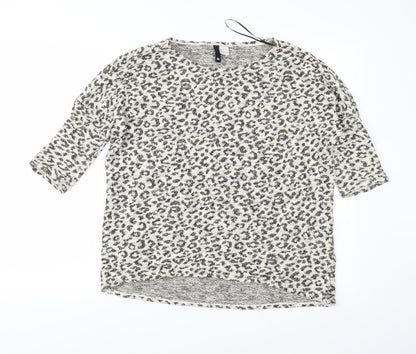 Additional front view of Divided women’s beige animal print knit jumper, size M