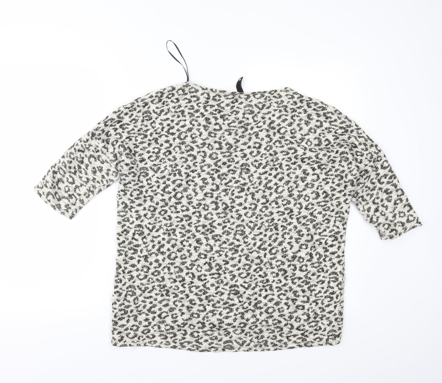 Divided Womens Beige Animal Print Knit Pullover Jumper Size M