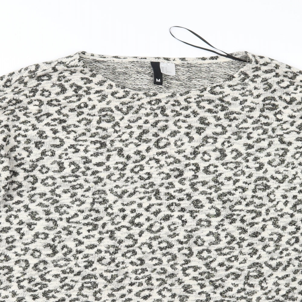 Divided Womens Beige Animal Print Knit Pullover Jumper Size M