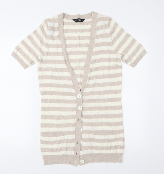 Dorothy Perkins Womens Brown Striped Knit Cardigan Jumper Size 12