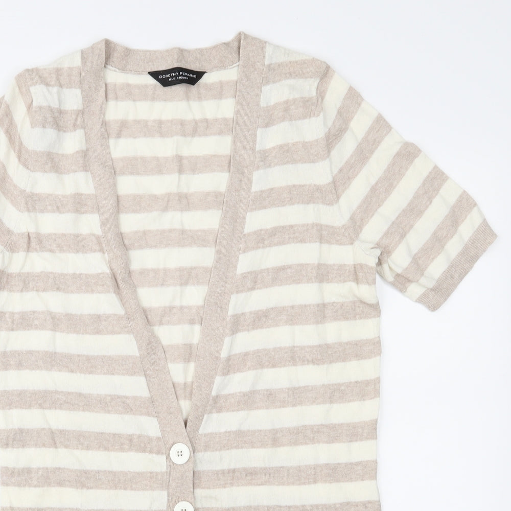 Dorothy Perkins Womens Brown Striped Knit Cardigan Jumper Size 12