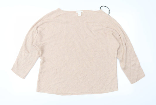 H&M Womens Beige  Knit Pullover Jumper Size L