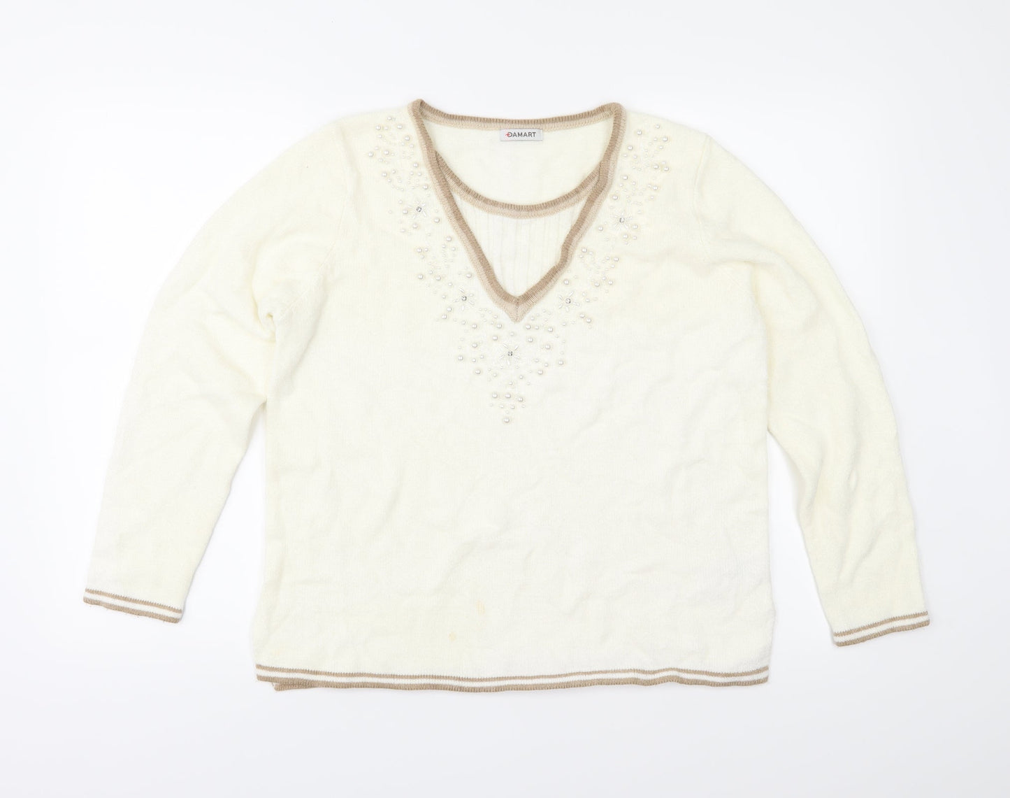 Damart Womens Ivory  Knit Pullover Jumper Size 14