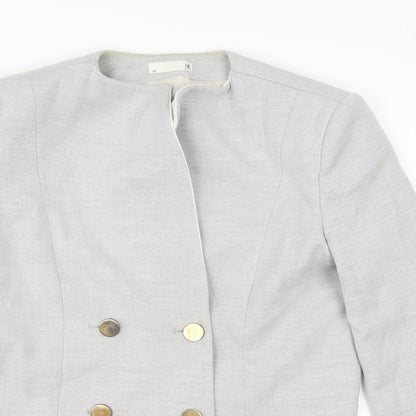 Close-up detail of st women’s grey jacket blazer, size UK 38