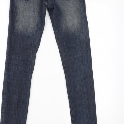Brand and care label for Saint Tropez women’s blue jegging trousers, size UK 36, in, 30-inch leg