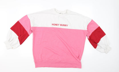 Additional front view of Misguided women’s pink jumper, size UK 10