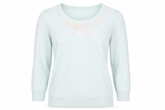 Front view of F&F women’s blue jumper, size UK 14
