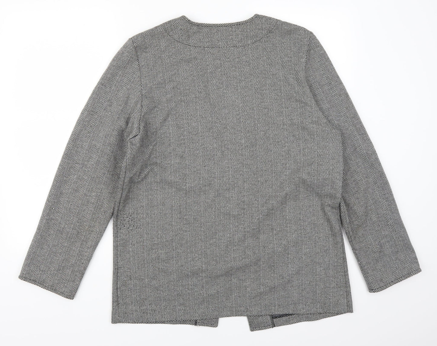 Weekends Womens Grey Herringbone  Cardigan Jumper Size M