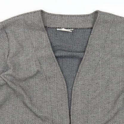 Close-up detail of Weekends women’s grey herringbone cardigan jumper, size M
