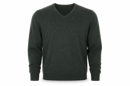 Front view of Greenwoods men’s green jumper, size L