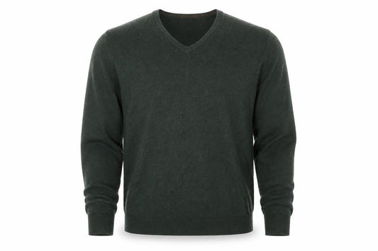 Front view of Greenwoods men’s green jumper, size L