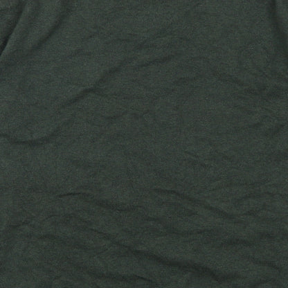 Brand and care label for Greenwoods men’s green jumper, size L