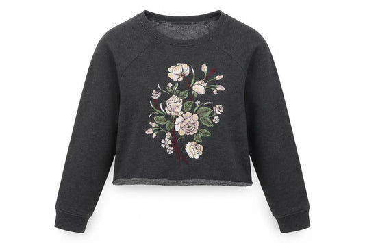 New Look Womens Grey Floral  Henley Sweatshirt Size 6