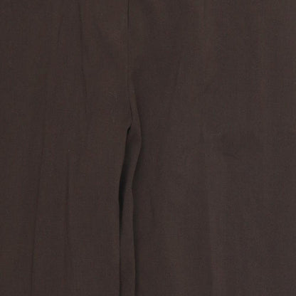 Close-up detail of Special Collection women’s brown trousers, size UK 34, in, 28-inch leg