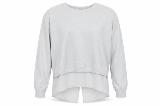 Front view of Oasis women’s silver jumper, size L