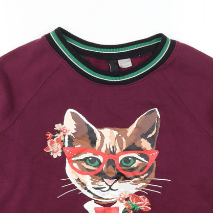 Close-up detail of H&M women’s purple pullover, size S, - cat