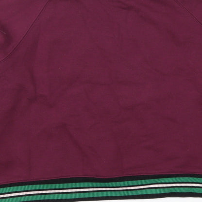 Brand and care label for H&M women’s purple pullover, size S, - cat