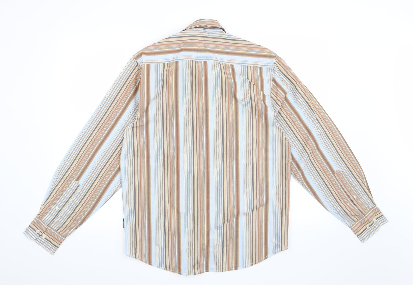 Easy Mens Brown Striped   Button-Up Size S