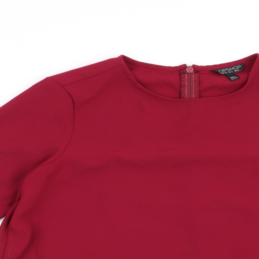 Topshop Womens Red   Basic Blouse Size 8