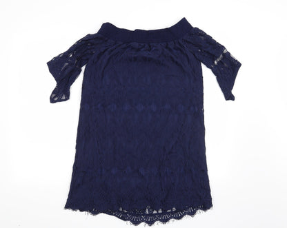 Back view of women’s blue shift, size L