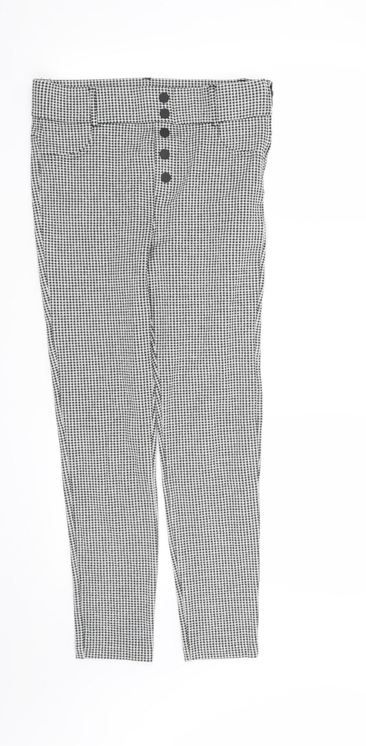 Zara Womens Black Houndstooth  Trousers  Size M L26 in