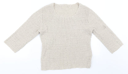Additional front view of Preworn women’s beige jumper, size UK 12