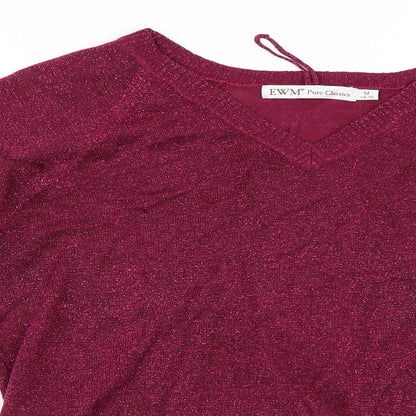 Close-up detail of EWM women’s purple jumper, size UK 16