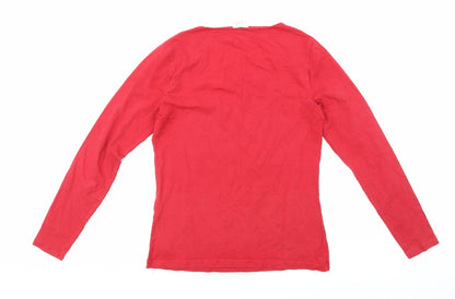 Back view of East women’s red basic t-shirt, size UK 12