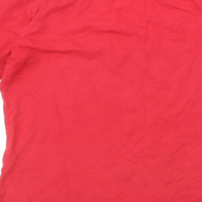 Brand and care label for East women’s red basic t-shirt, size UK 12