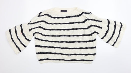Marks and Spencer Womens Beige Striped Knit Pullover Jumper Size M