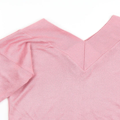 Close-up detail of Imagination women’s pink jumper, size S