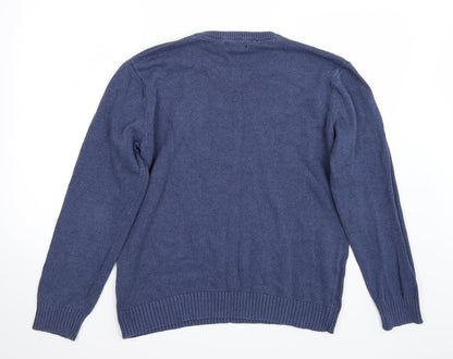 Back view of Easy men’s blue jumper, size L