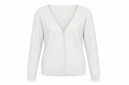 Front view of Primark women’s grey cardigan jumper, size UK 8