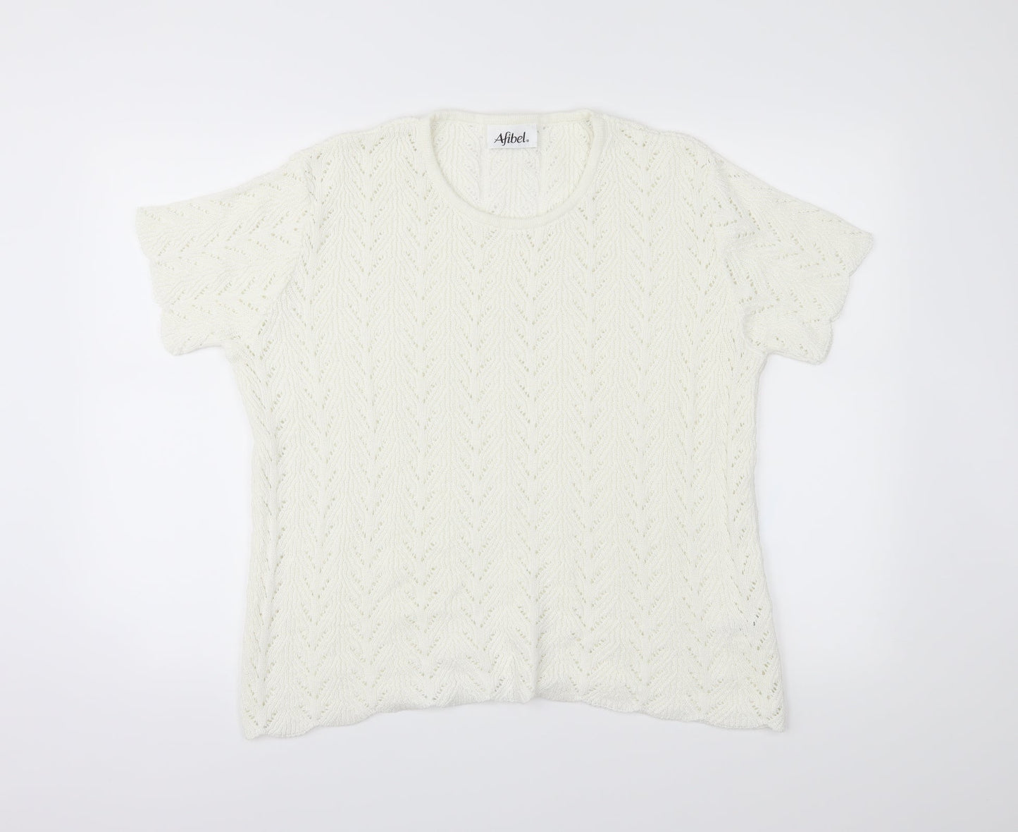 Afibel Womens White   Basic T-Shirt Size 20