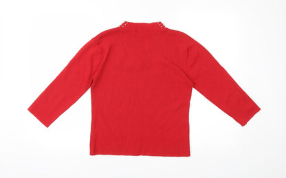 Back view of Carolyn Taylor women’s red basic t-shirt, size UK 12